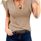 Summer New European And American Style Women Short Sleeve Deep V-neck Cotton Summer T-shirt