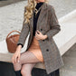 Fashion Women's Plaid Suit Collar Double Breasted Jacket