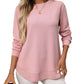 European And American Loose Waffle Casual All-match T-shirt Knitted Long Sleeve