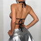 Camisole Fishnet Rhinestone Elastic Bandage Top Vest