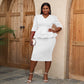 Pleated Sleeve Stitching Flab Hiding High Waist Dress