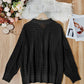 Hollow Single-breasted Lapel Oversized Knit Cardigan