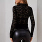 European And American Elegant Ruffled Single Layer Paisley Lace T-shirt