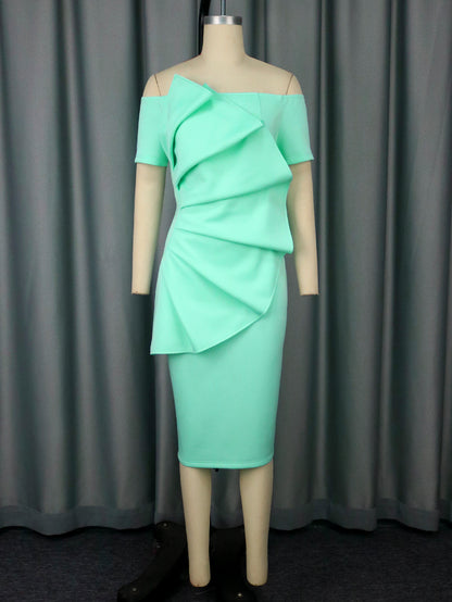 Personalized Pleated Ruffled Strapless Sexy Dress