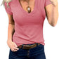 Summer New European And American Style Women Short Sleeve Deep V-neck Cotton Summer T-shirt