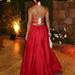 Halter-Neck Keyhole Gown With Flower Accent