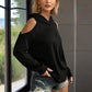 Women's Solid Color Long Sleeve Off-Shoulder Hoodie - Spring & Summer Fashion Casual Pullover Top