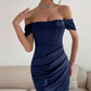 Off-shoulder Collar Spring Women's Mid-length Dress