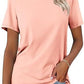 European And American Style Women Round Neck Loose Fashion Casual Short Sleeve