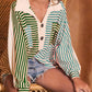 European And American Retro Street Idle Style Loose Striped Polo Shirt