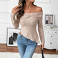 Women's Knitted Solid Color Long Sleeve Off Shoulder Irregular Hem