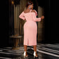 Elegant Bell Sleeve Three-dimensional Flower Dress Back Slit Dress