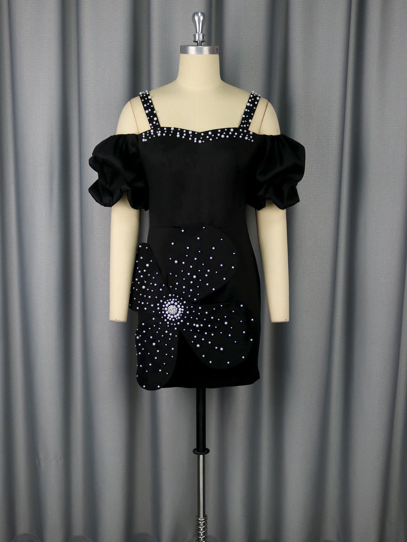 European And American Sexy Sling Puff Sleeve Dress