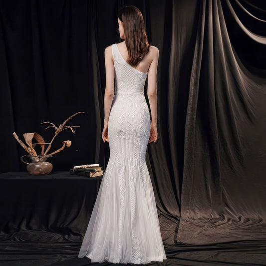 Women's High-end Entry Lux Elegant Socialite Dinner Party Sexy Long Slimming Fishtail Dress