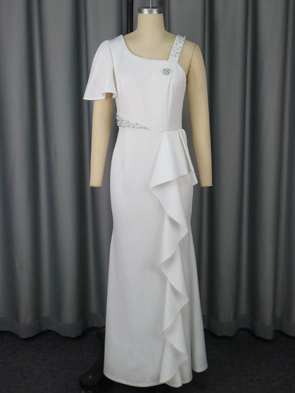 Unique One-shoulder Beaded Sling Party Dress
