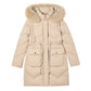 Women's Mid-length Big Fur Collar Hooded Cotton Vest Cotton-padded Jacket