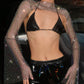 Top Stretch Rhinestone Fishnet Blouse Sling