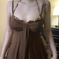 Sense Leopard Splicing Sling Niche Beaded Halter Tied Top
