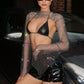 Top Stretch Rhinestone Fishnet Blouse Sling