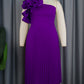 Shoulder Diagonal Collar Pleated Skirt