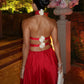 Halter-Neck Keyhole Gown With Flower Accent