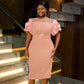 Water Soluble Lace Short Sleeve Satin Stitching Sleeves High Waist Slit Party Dress Skirt