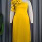 Shoulder Diagonal Collar Pleated Skirt