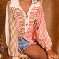 European And American Retro Street Idle Style Loose Striped Polo Shirt