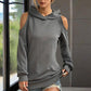 Women's Solid Color Long Sleeve Off-Shoulder Hoodie - Spring & Summer Fashion Casual Pullover Top