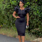 Fashion Women's Wear Beaded Ruffle Sleeve Sheath Dress