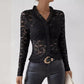 European And American Elegant Ruffled Single Layer Paisley Lace T-shirt