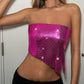 Women's Metal Sequins Top Lace-up Tube Top Sling