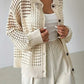 Hollow Single-breasted Lapel Oversized Knit Cardigan