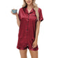 Ice Silk Women's Short Sleeve Satin Plus Size Pajamas