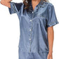 Ice Silk Women's Short Sleeve Satin Plus Size Pajamas