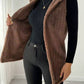 Women's Casual Solid Color Double-sided Plush Buckle-free Hooded Vest