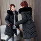 Women's Mid-length Big Fur Collar Hooded Cotton Vest Cotton-padded Jacket