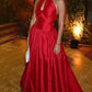 Halter-Neck Keyhole Gown With Flower Accent