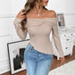 Women's Knitted Solid Color Long Sleeve Off Shoulder Irregular Hem