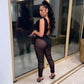 Women's Fashion Sexy Mesh See-through Irregular Top Two-piece Suit
