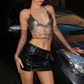 Fishnet Rhinestone Sling Top Two-piece Stitching