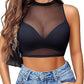 See-through Underwear Vest Bottoming Shirt Mesh Sexy Round Neck Lace