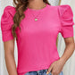 Casual Solid Color Puff Sleeve Solid Round Neck T-shirt