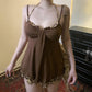 Sense Leopard Splicing Sling Niche Beaded Halter Tied Top