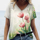 Blossom V-Neck Summer T-Shirt