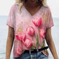 Blossom V-Neck Summer T-Shirt