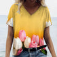 Blossom V-Neck Summer T-Shirt